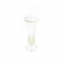 VASE-Clear Pressed Glass Trumpet W/Frosted Glass Detail at Base