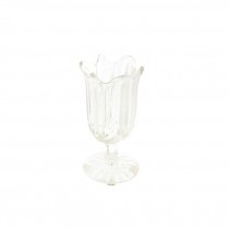 VASE-Clear Pressed Glass Dessert Cup W/Scalloped Edge