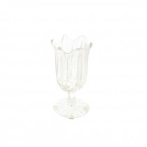 VASE-Clear Pressed Glass Dessert Cup W/Scalloped Edge