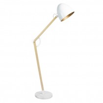 ANGLE FLOOR LAMP-White Dome & Natural Wood