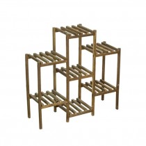 PLANT STAND-(7)Staggered Shelves-Wooden Slats