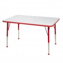TABLE-Kids-School Table-White Laminate w/Red Corners