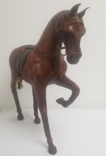 HORSE FIGURE-Carved of Wood & Covered W/Leather