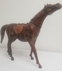 HORSE FIGURE-Wood Carved & Covered in Leather