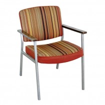 ARM CHAIR-Retro Office Chair W/Orange & Gold Striped Upholstery on Seat & Back