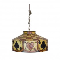 HANGING LAMP-Vintage Stained Glass Poker Card Deck Table Light