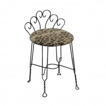 VANITY STOOL-Scrolled Wire Back w/Leopard Print Seat