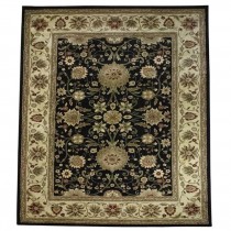 RUG (9 x12)-Persian/European Style- Ivory Border W/Black Center