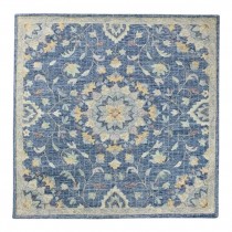 Rug (6'SQ) Handmade Navy/Multi Wool Floral Rug