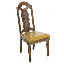 DINING SIDE CHAIR-Fruitwood With Cutout Back & Cane Detailing