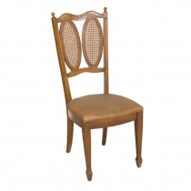 DINING SIDE CHAIR-Fruitwood W/Damask Vinyl Seat