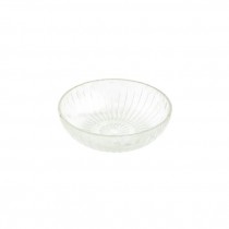 BOWL-Clear Ribbed Bowl w/Flower in Center