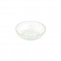 BOWL-Clear Ribbed Bowl w/Flower in Center
