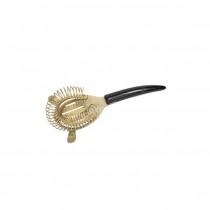 BAR STRAINER-Metal Spring-Gold w/Black Handle