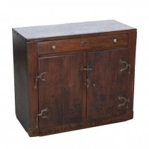 HALF CABINET-Rustic Wood W/Top Drawer, (2)Doors & Horseshoe Hardware