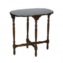 ACCENT TABLE-Scalloped Edge W/Turned Leg & Stretcher