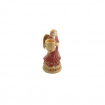 CANDLE HOLDER-Angel in Red Dress w/Gold Urn