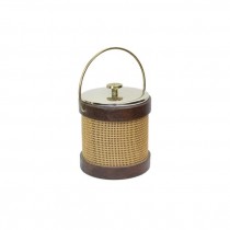 ICE BUCKET-MCM Brown Leather w/Natural Rattan