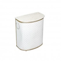 VINTAGE HAMPER-White Vinyl W/Circle Handles