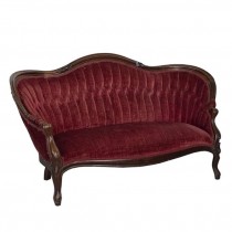 SETTE- Deep Red Victorian Style Camel Back W/Pleated Tufting