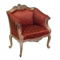 ARM CHAIR-French Bergere Baroque, Gilt & Rust