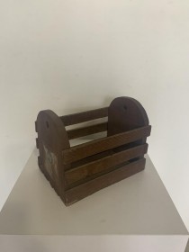 MAGAZINE RACK-Slatted Wood-Rounded Ends