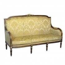 SOFA-Louis XV Gold Damask W/Dark Frame & Gold Accents