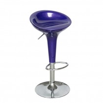 STOOL-Purple Molded Stool W/Chrome Base & Foot Rest