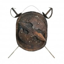 COAT OF ARMS-Copper Colored Metal Shield & Swords