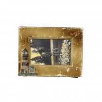 PICTURE FRAME-Distressed Brown w/Lighthouse on Left Corner