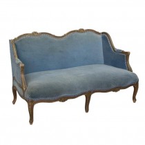 Louie Inspired Blue Velvet Sofa W/Wood Frame