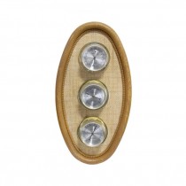 BAROMETER-BlondeFaux Wood & Rattan (3) Dial W/Thermometer