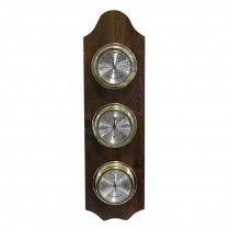 BAROMETER-Pinehurst Dark Wood Wall Barometer w/(3) Dials