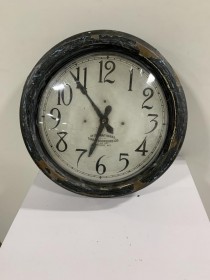 CLOCK-Vintage International Time Recording Industial Metal Wall Clock