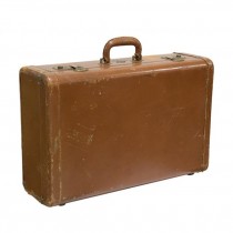 SUITCASE-Vintage Brown Leather w/ B.J.S. Initials