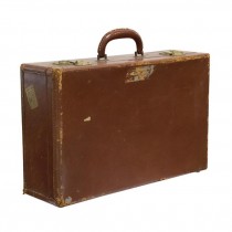 SUITCASE-Vintage Russet Leather 'Stylite' w/ G.H.P. Initials