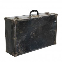 SUITCASE-Vintage Black Faux Metal w/Gray Detail