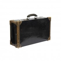 SUITCASE-Small Black Patent Leather Suitcase w/Brown Corners