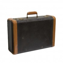 VINTAGE BRIEFCASE-Black W/Brown Leather Trim