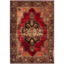 RUG-(9'x12')Vintage Distressed Oriental Red/Muti With Antique Patina