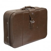 VINTAGE AMERICAN TOURISTER SUITCASE-Large Brown Leather w/Large Buckle