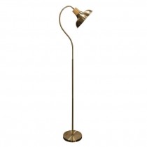 FLOOR LAMP-Gold Steel Goose Neck W/Mix Media Shade
