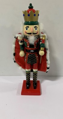 HOLIDAY NUTCRACKER-W/Red Fur Trimmed Cape & Pointed Edge Crown