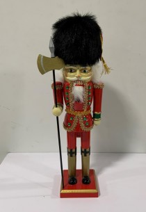 HOLIDAY NUTCRACKER-Soldier W/High Black Fur Hat & Red Bejeweled Uniform