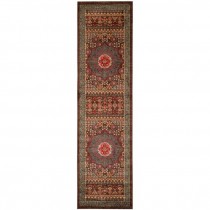 RUNNER-(2'2" x 10')Traditional Oriental Runner In Brown, Red, & Blue