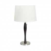 TABLE LAMP- Black Wood w/Round Chrome Base