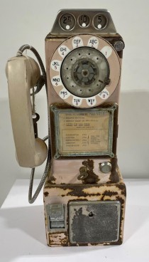 VINTAGE PAY PHONE-Rotary Beige W/Rust