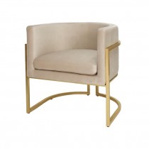 TUB CHAIR-Carmel Colored Velvet W/Gold Frame