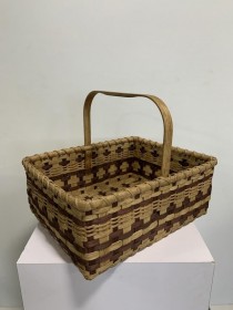 BASKET-Tan/Brown Picnic Basket w/No Lid