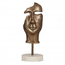 SCULPTURE-Abstract Face (Antique Brass) W/Marble Base